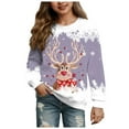 thumbnail image 1 of Staki Girl Xmas Sweatshirt Girls Christmas Sweatshirts Kids Casual Cable Knit Long Sleeve Shirts Tunic Tops 1T 2T 3T 4T 5T 6T 7T 8T 9T 10T 11T 12T 13T 14T(Light Purple,7-8 Years), 1 of 5