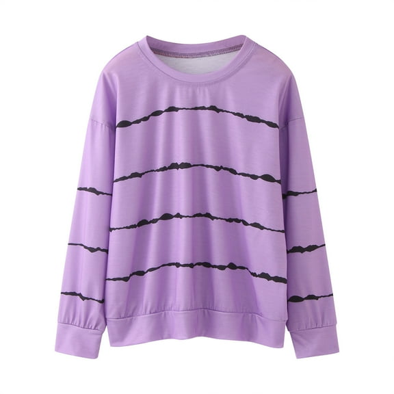 Staki Girl's Casual Big Kids Long Sleeve Casual Tees Tops for Girls(Purple,14-15 Years)