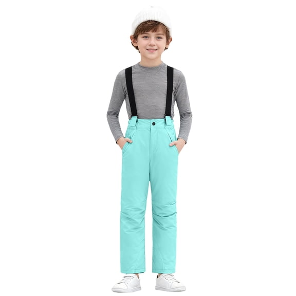 Staki Girl's Snow Bibs Kids Ski Pants Waterproof Insulated Winter Overalls Snow Pants Girls 6Y,7Y,8Y,9Y,10-14Y(Mint Green,7-8 Years)