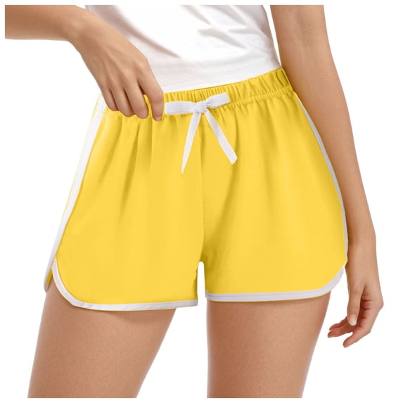 Staki Girls Beach Shorts Girls Running Shorts Active Performance Short Summer Sports Shorts with Drawstring Pocket for Kids 2-9Y 10-16Y(Yellow,7-8 Years)