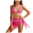 thumbnail image 1 of Staki Girls' Bikini Sets Girls 3 Piece Bikini Set with Beach Skirt Floral Leopard Padded Swimsuit for Teen Girls 7Y 8Y 9Y(Hot Pink,9-10 Years), 1 of 7