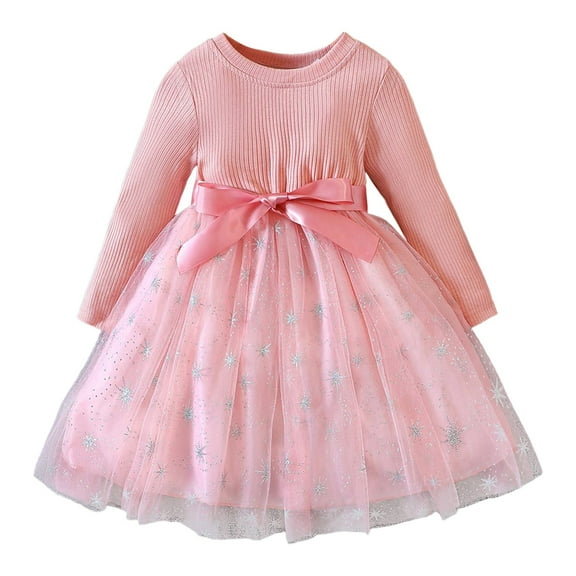 Staki Girls Blue Toddler Girls Tutu Dress Multi-Layers Tulle Long Sleeve Princess Dress(Pink,2-3 Years)