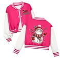 thumbnail image 1 of Staki Girls Bomber Jacket Boy's Button Up Varsity Christmas Jacket Letter Print Baseball Bomber Jacket(Hot Pink,13-14 Years), 1 of 7