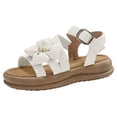 thumbnail image 1 of Staki Girls Boys Sandals with Cork Footbed Adjustable Buckle Braided Strap Sandals Open Toes Slides Sandals Summer Casual Shoes for Kids Tween Girl Wedges White,12 Little Kid, 1 of 9