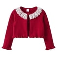 thumbnail image 1 of Staki Girls Cardigan Girls Sweater Kids Knit Hollow Out Long Sleeve Button Cover Up Cropped Tops 1-14Y,1-2 Years, 1 of 9