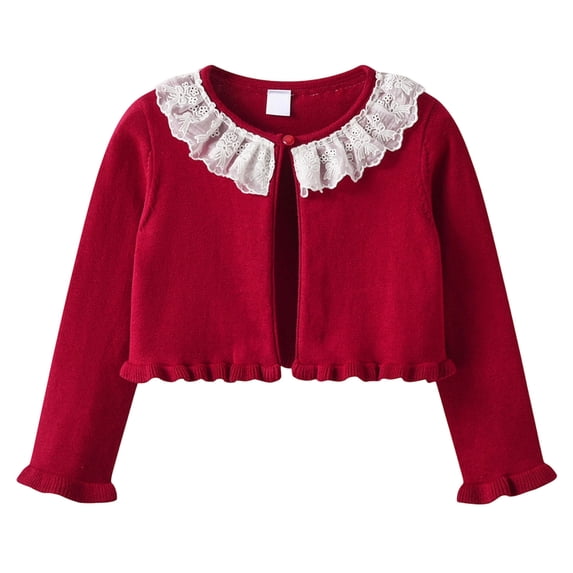 Staki Girls Cardigan Girls Sweater Kids Knit Hollow Out Long Sleeve Button Cover Up Cropped Tops 1-14Y,1-2 Years