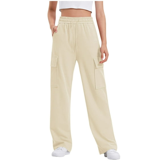 Staki Girls Cargo Pants Cute Wide Leg Cargo Pants For Girls Fashionable And Versatile Casual Pants(Light Yellow,11-12 Years)