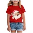 thumbnail image 1 of Staki Girls Christmas Short Sleeve T Shirts Kids Summer Tops Crewneck Tees Embroidered Christmas Sweatshirt(Red,3-4 Years), 1 of 6