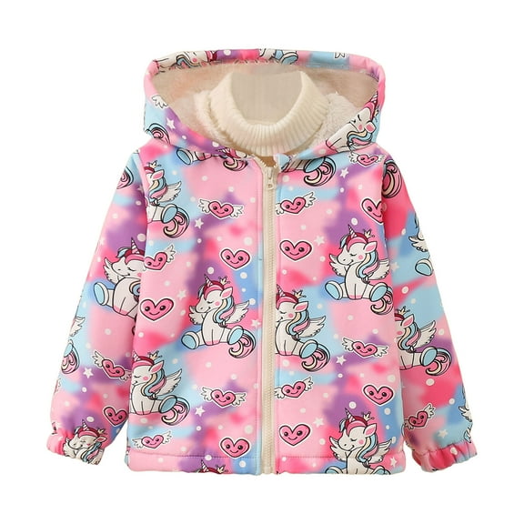 Staki Girls' Cotton Coat Toddler Girls Jacket Lightweight Hooded Kids Light Jacket Print Outwear(2-3 Years,Pink)