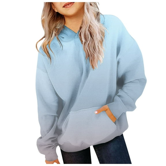 Staki Girls Crop Tops Hoodies Girls Long Sleeve Shirt UPF50  Lightweight Hoodie Thin Active Tee Workout Running Pullover Top with Thumb Hole (Light Blue,3-4 Years)