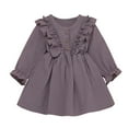 thumbnail image 1 of Staki Girls Dresses Baby Girls' Long Sleeve Knit Casual Smocked Dress(Purple,3-4 Years), 1 of 4