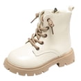thumbnail image 1 of Staki Girls Fall Boots Kids Girls' Boots Children's Boots Outdoor Boots Girls' Plush Short Boots(Beige,1 Big Kid), 1 of 7