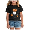 thumbnail image 1 of Staki Girls Fall Shirts Toddler Baby Girl Halloween T-Shirts Cutest in Graphic Shirts Kid Short Sleeve Tees Vintage Top(Black,9-10 Years), 1 of 5