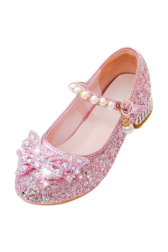 Girls Fancy Shoes Girls Sequins Dress Sandals Princess Dress Shoes Flower Wedding Party Shoes Pink,11.5 Little Kid