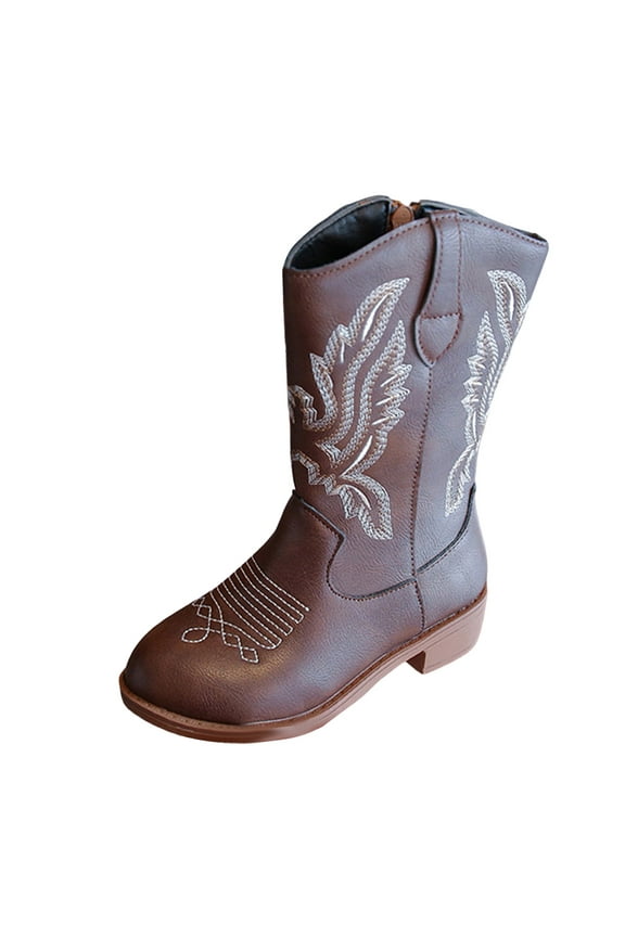 Girls Fashion Boots Kids Girls' Boots Children's Boots Outdoor Boots Girls' Plush Short Boots(Brown,1.5 Big Kid)