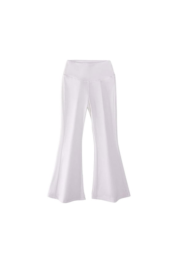 Girls Flared Leggings Girls Flare Leggings High Waist Bell Bottoms for Kids Yoga Dance Pants with Pockets 3-9Y 10-14Y(White,4-5 Years)