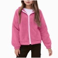thumbnail image 1 of Staki Girls Fuzzy Sherpa Coat Full Zip Hoodie Fleece Jacket with Pockets Fall Winter Outwear 5-14Y(Hot Pink,7-8 Years), 1 of 6