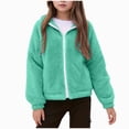 thumbnail image 1 of Staki Girls Fuzzy Sherpa Coat Full Zip Hoodie Fleece Jacket with Pockets Fall Winter Outwear 5-14Y(Mint Green,7-8 Years), 1 of 6