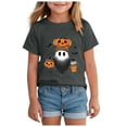thumbnail image 1 of Staki Girls Halloween Sweatshirt Girls Halloween Shirt T-Shirt Fall Cotton Short Sleeve Tees(Dark Gray,3-4 Years), 1 of 5