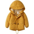 thumbnail image 1 of Staki Girls Hooded Puffer Jacket with Bear Ear Lightweight Warm Winter Coat Outerwear With Pockets Baby Boy Winter Coat 3T,4T,5T,6-10Y(Yellow,3-4 Years), 1 of 8