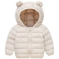 thumbnail image 1 of Staki Girls Hooded Puffer Jacket with Bear Ear Lightweight Warm Winter Coat Outerwear With Pockets Baby Puffer Jacket 12M,18M,24M,2T,3T,4T,5T,6Y(White,2-3 Years), 1 of 6