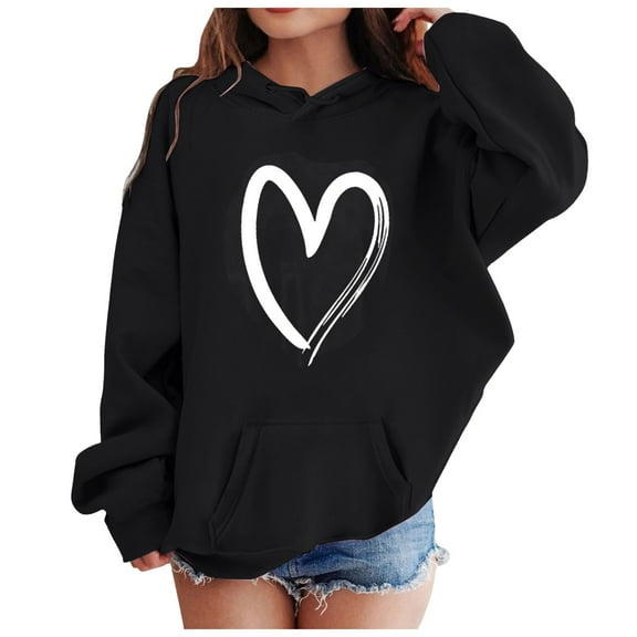 Staki Girls Hoodies Hoodies for Teen Girls Oversized Gradient Color Long Sleeve Sweatshirts Tween Girls Preppy Clothes Pullover Hoodies(Black,11-12 Years)