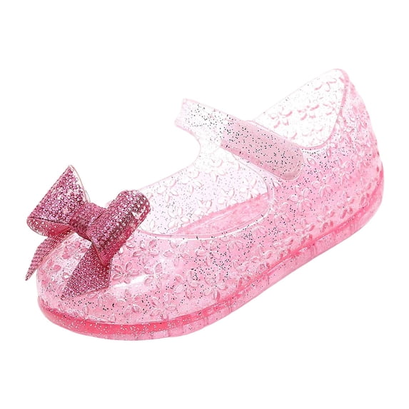 Staki Girls Jelly Shoes Girls' Cute Sparkle Sandals Fancy Dress Up Jelly Party Dancing Cosplay Shoes(Pink,11 Little Kid)