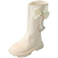 thumbnail image 1 of Staki Girls Knee High Boots Girls Cowboy Boots, Cowgirl Boots with Tassel Kids Western Boots for Kid(Beige,13.5 Little Kid), 1 of 9