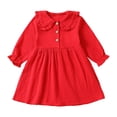 thumbnail image 1 of Staki Girls Knit Dress Toddler Girl Dress Clothes Ruffle Long Sleeve Casual Dress Cute Winter Fall Girls Dresses(Red,18-24 Months), 1 of 9