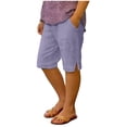 thumbnail image 1 of Staki Girls Linen Shorts Knee Length Elastic Waist Pants Casual Loose Fit Summer Short Pants with Pockets 4-14 Years,12-13 Years, 1 of 4