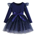 thumbnail image 1 of Staki Girls Long Sleeve Dress Girls Long Sleeve Dress Kids Ruffle Tiered Dress Flowy Dresses(Blue,3-4 Years), 1 of 6