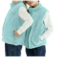 thumbnail image 1 of Staki Girls' Outerwear Vests Girls Polar Fleece Vest Jacket Ligntweight Plain Vest Full Zipper Sleeveless(Mint Green,5-7 Years), 1 of 5