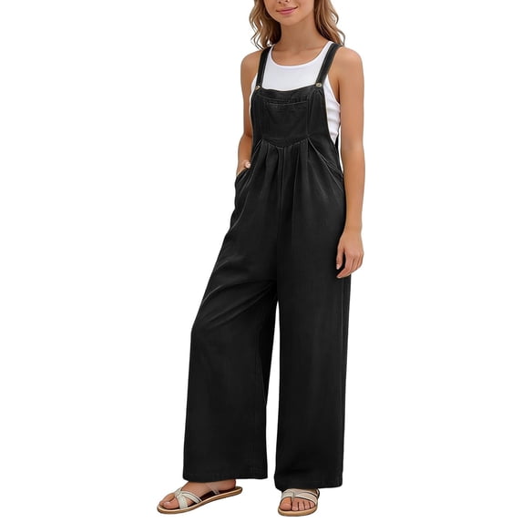 Staki Girls Overalls Kids Cute Adjustable Straps Wide Leg Jumpsuit with Pockets 4-15 Years,6-7 Years