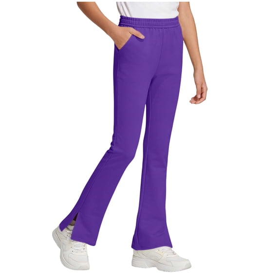 Staki Girls Pants Girls Athletic Leggings Kids Dance Workout Running Yoga Pants 4-10Y 11-16Y(Dark Purple,4-5 Years)