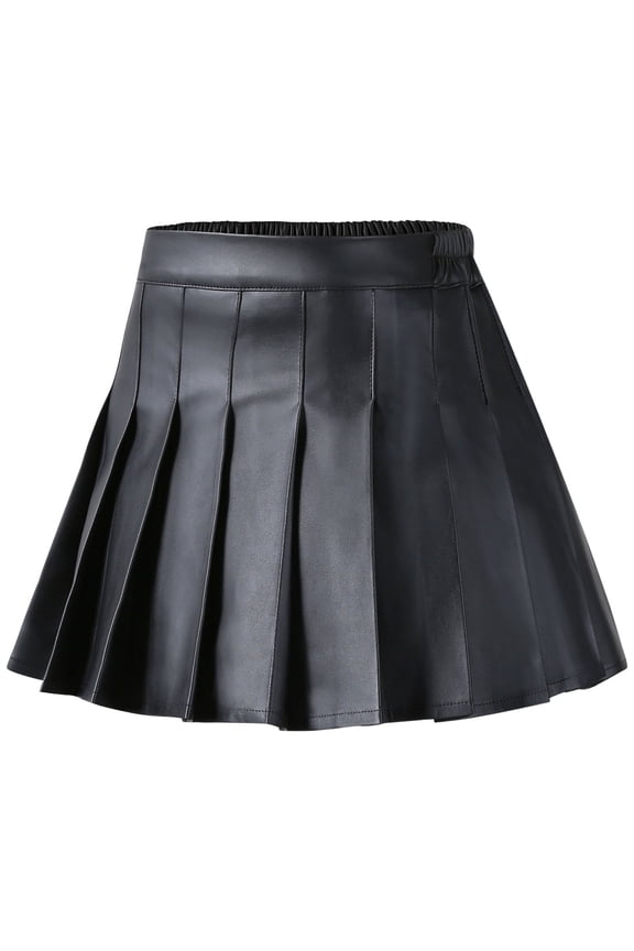 Girls Pleated Skirt Girls Uniform Skirts Pleated Uniform Tennis Skort for Toddler Girl 2-9Y 10-16Y(Black,9-10 Years)