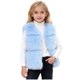 thumbnail image 1 of Staki Girls Puffy Vest Toddler Baby Girl Sleeveless Fleece Plush Vest Waistcoat Outerwear with Pockets(Light Blue,2-3 Years), 1 of 4