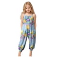 thumbnail image 1 of Staki Girls Rompers Girls Wide Leg Jumpsuit Kids Casual Sleeveless Romper Spaghetti Overalls with Pockets 1-10Y(Blue,5-6 Years), 1 of 6