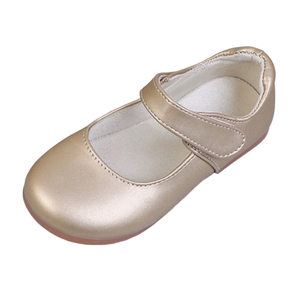 Staki Girls School Uniform Shoes Girls Dress Shoes Girl Ballerina Ballet Flats Mary Jane Wedding Party School Shoes for Toddler Little Kid Big Kid(Gold,1 Big Kid)