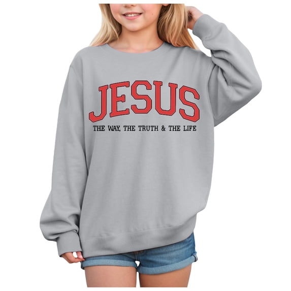Staki Girls Shirts Long Sleeve Tshirt Crewneck Sweatshirt Casual Tops Basic Tee(Gray,5Y)