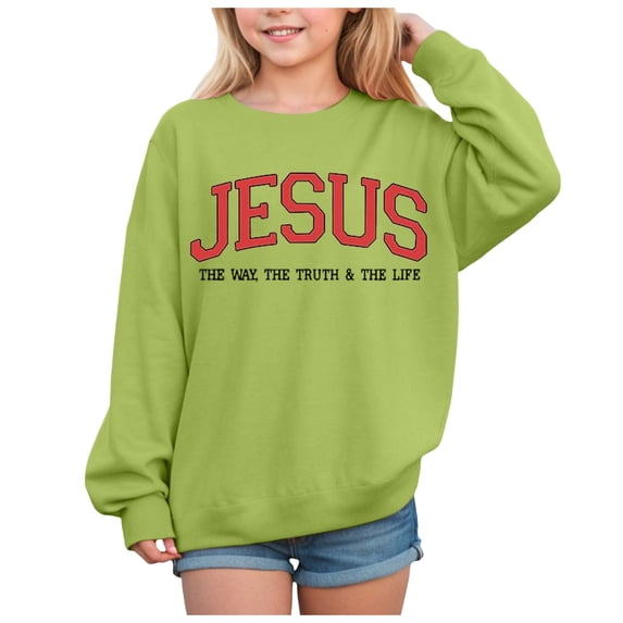 Staki Girls Shirts Long Sleeve Tshirt Crewneck Sweatshirt Casual Tops Basic Tee(Green,4Y)
