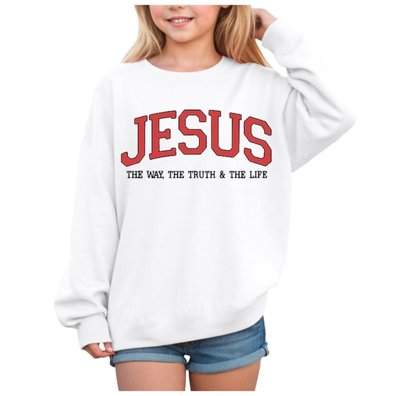 Staki Girls Shirts Long Sleeve Tshirt Crewneck Sweatshirt Casual Tops Basic Tee(White,5Y)