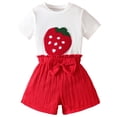 thumbnail image 1 of Staki Girls Short Sets Girls 2 Piece Summer Outfits Short Sleeve Print Top & Shorts Set Kids Casual Clothing 2T 4T 6T Red,2-4 Years, 1 of 8