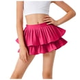 thumbnail image 1 of Staki Girls Skirt Girls' Pleated Skirts High-Waist A-line Skirt with Built-in Shorts Girls School Uniform Skirts Casual Tennis Skorts 2T 3T 4T Hot Pink,7-8 Years, 1 of 5