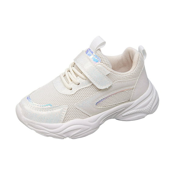 Staki Girls Sneakers Girls Boys Shoes Kids Lace up Tennis Sparkle Glitter Athletic Running Sneakers(White,9 Toddler)