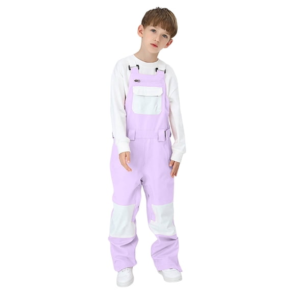 Staki Girls Snow Pants Girls One Piece Snowsuits Kids Fleece-Lined Waterproof Ski Suits Coveralls 5T,6Y,7Y,8Y,9Y,10-12Y,12-14Y(Light Purple,5-6 Years)