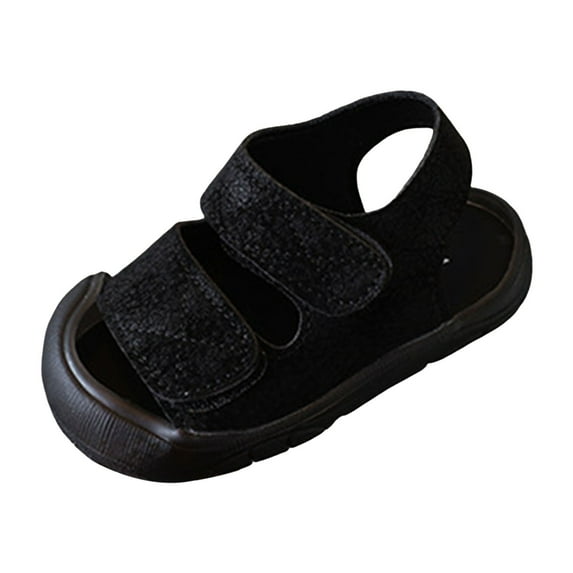 Staki Girls Soda Sandals Toddler girls Girls Double Buckle Sandals Children's Adjustable Back Strap Water Sandal(Black,5.5 Big Kid)