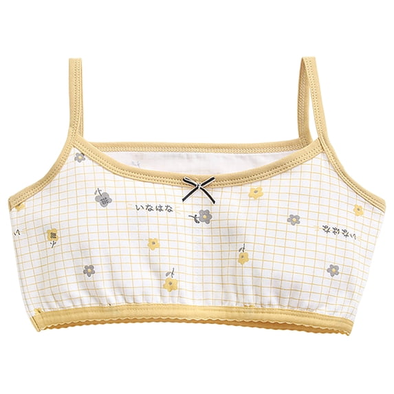 Staki Girls Soft Training Bras Pull-On Cami First Bra with Double-Layer Lined Gentle Coverage for Beginners Beige,11-12 Years