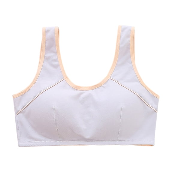 Staki Girls Sports Bra Kids Racerback Training Bras with Sewn in Pads for Tween Light Gray,11-12 Years