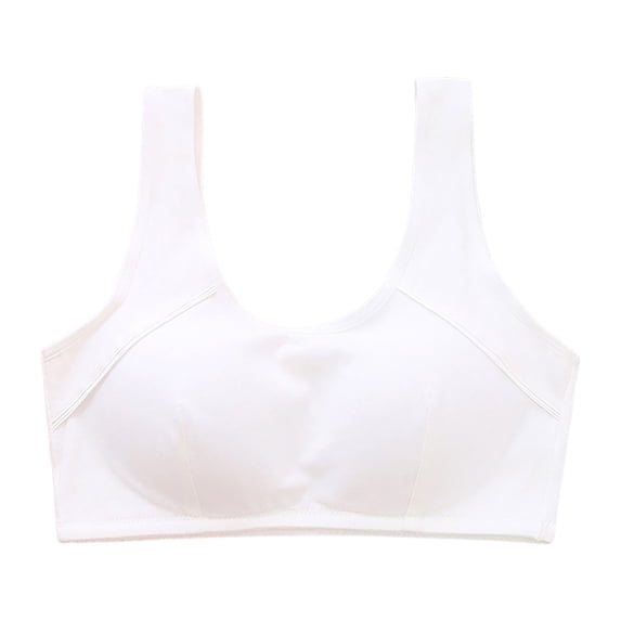 Staki Girls Sports Bra Kids Racerback Training Bras with Sewn in Pads for Tween White,9-10 Years