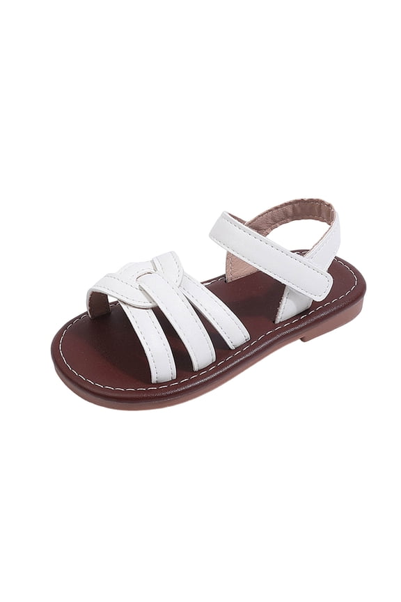 Girls Summer Sandals Girls Sandals With Double Strap And Buckle - Lightweight Toddler Sandals - Cushioned Footbed Sandal(White,9 Toddler)